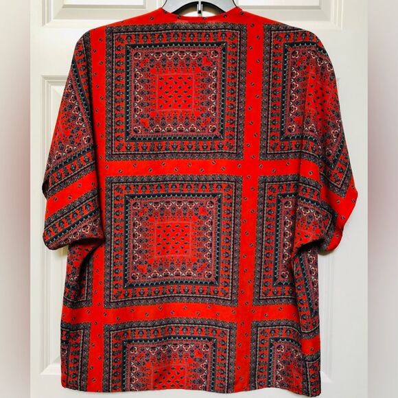 TEENPLO PRINT KIMONO KAFTAN RED FLORAL WOMEN'S SIZE S - Picture 3 of 4